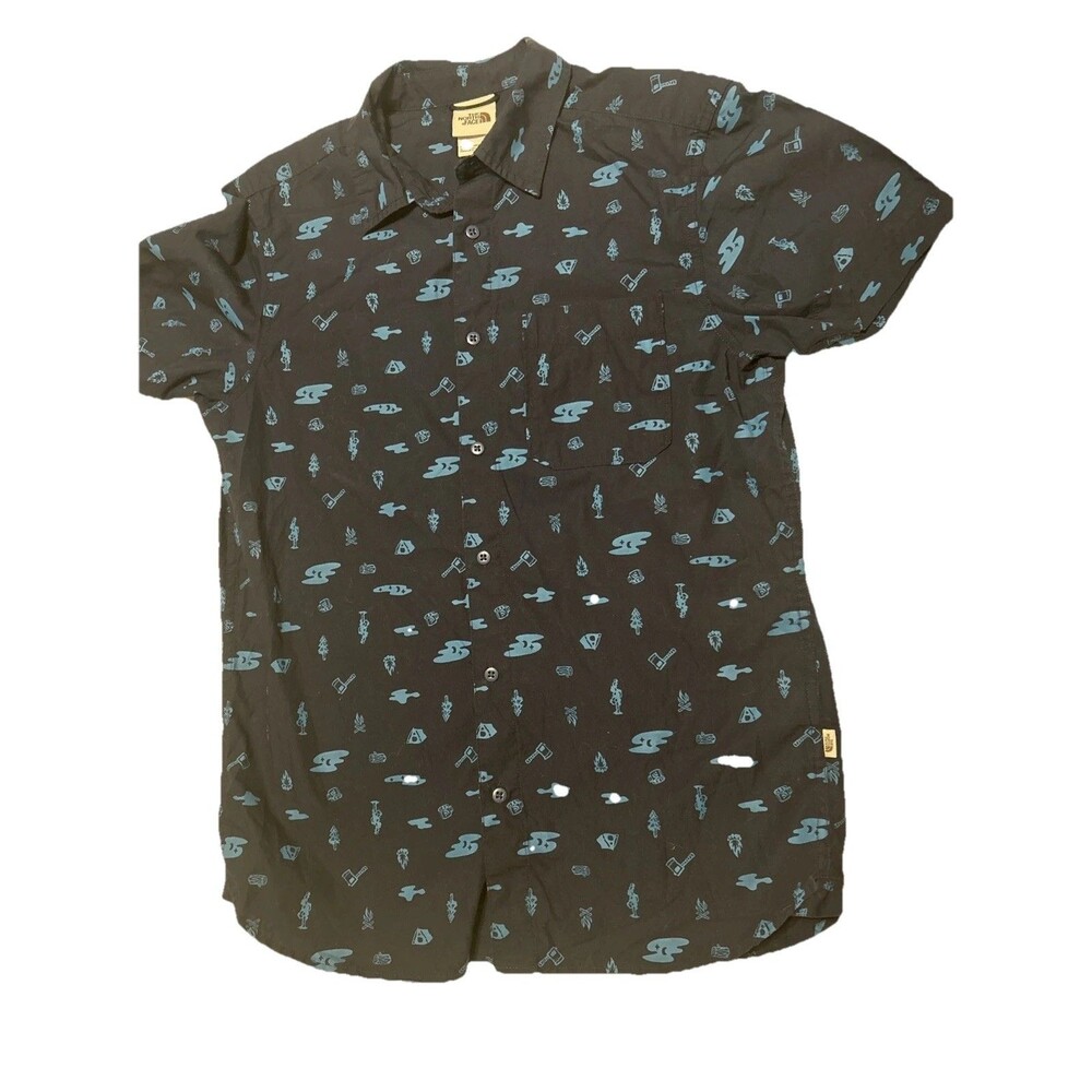 Men’s The North Face Outdoor Camp Short Sleeve Shirt Blue Sz M